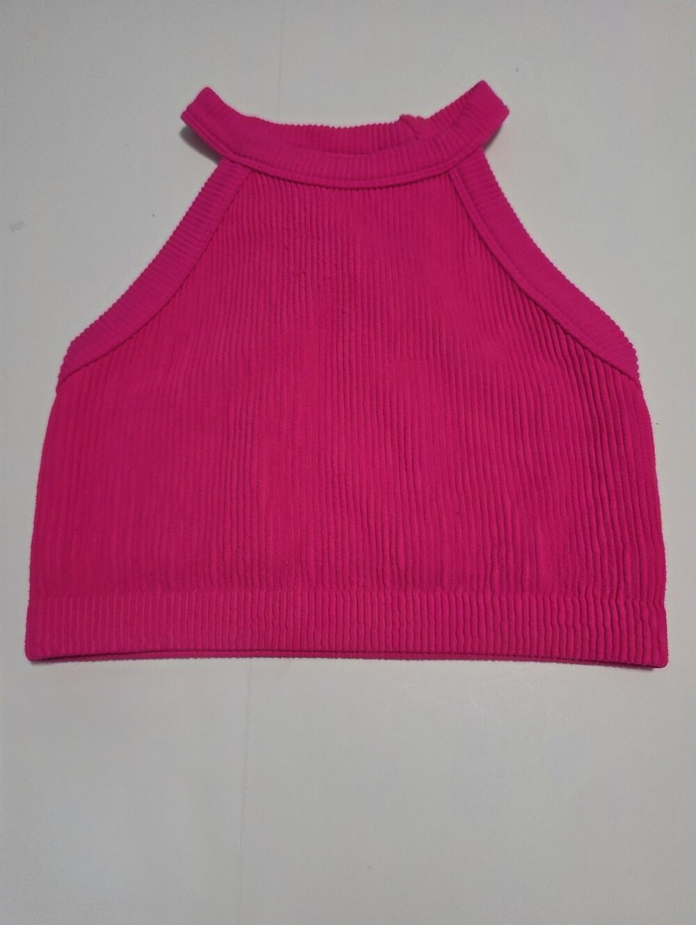 Aerie Pink Ribbed Halter Barbiecore Crop Top Sz M
